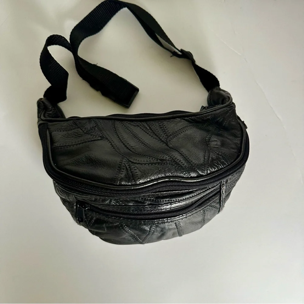 Vtg Leather Fanny Pack Bum Bag! Halloween THE ROCK Adjustable - Picture 2 of 10
